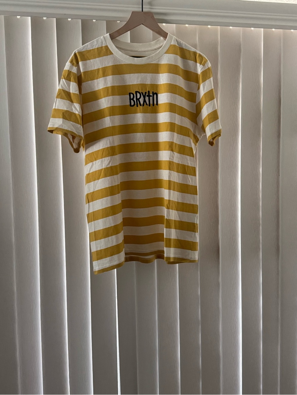 Brixton Yellow & White Striped BRXtn Logo Tee